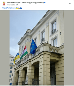 Najtrudniejszy okres w czasie misji w Warszawie – początek agresji Rosji na Ukrainę. Źródło: Profil Ambasady Węgier na Facebooku.