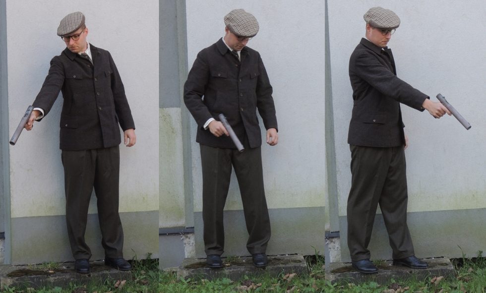 Jan Dubiel z brytyjskim welrodem. Nawet drobne różnice w ułożeniu ciała ułatwiały grafikowi wybranie sylwetki optymalnie wpisującej się w całość okładki.