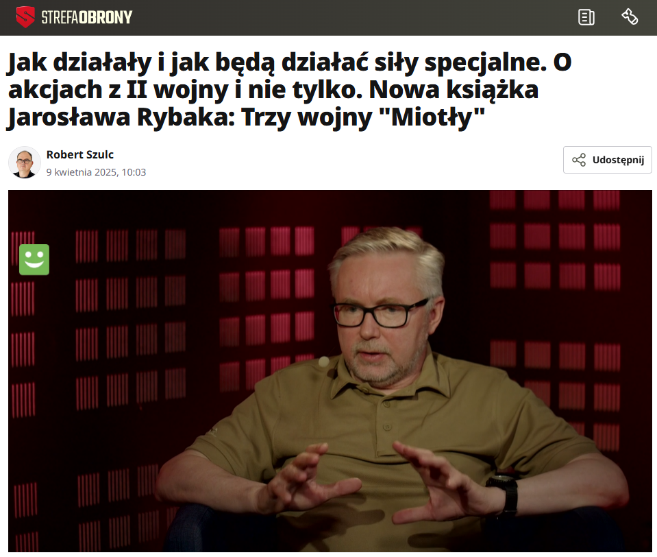 Jarosław Rybak w czasie nagrania dla Strefy Obrony.