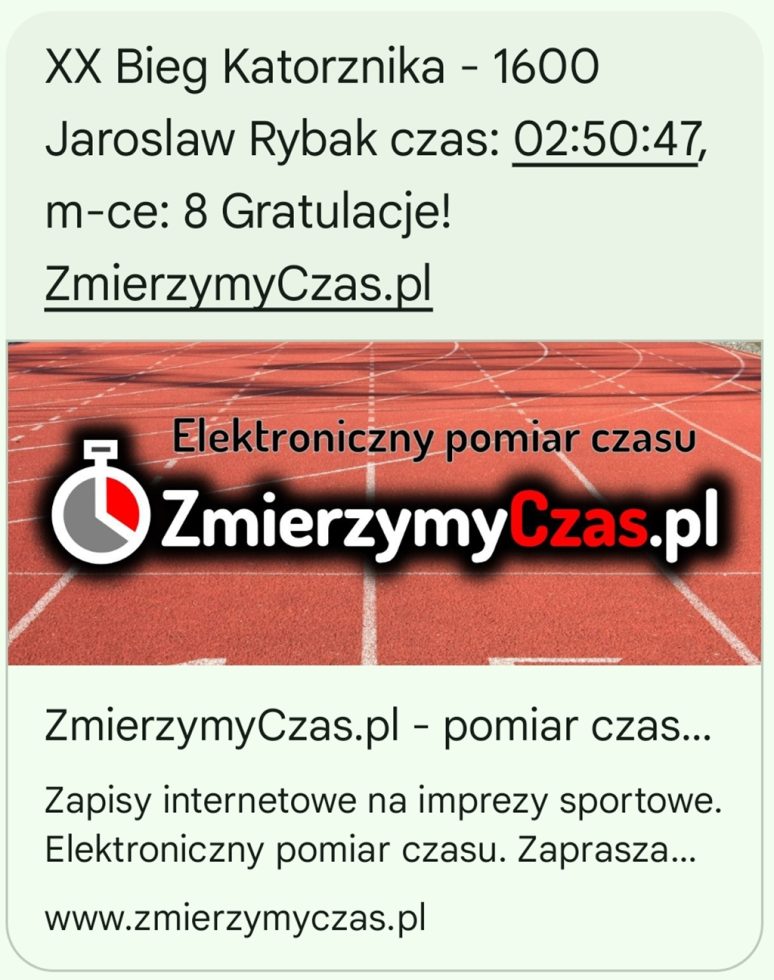 Wyniki XX „Biegu Katorżnika”.