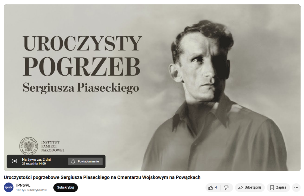 Bezpośrednią relację z uroczystości można oglądać na kanale IPN na You Tube.