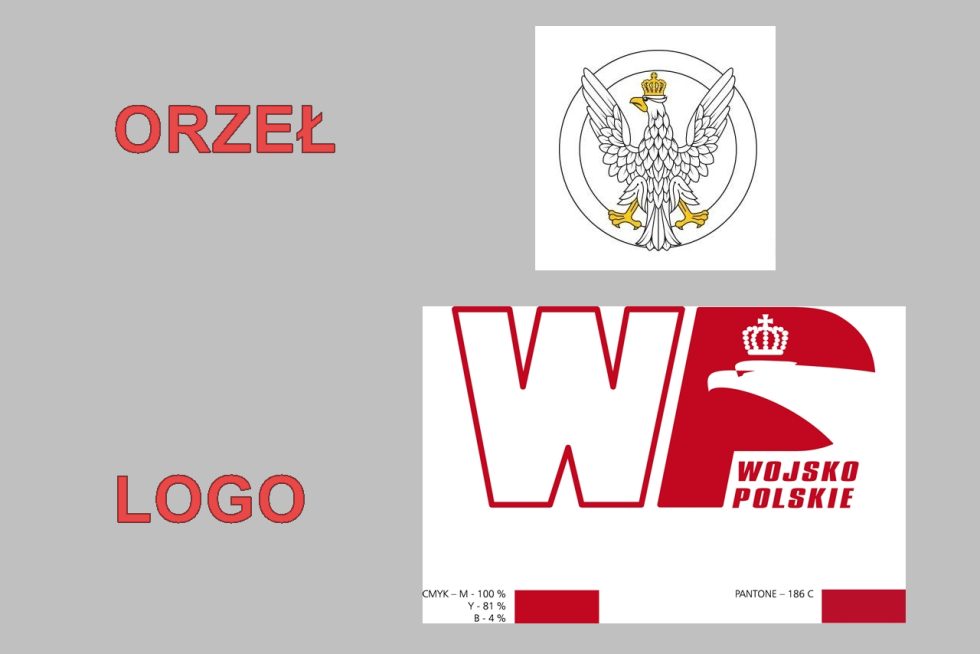 Orzeł MON i logo Wojska Polskiego.