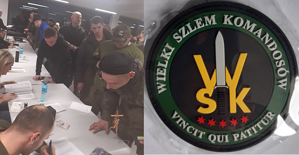 Tłum stojący w kolejce po legitymacje Wielkiego Szlema Komandosa.