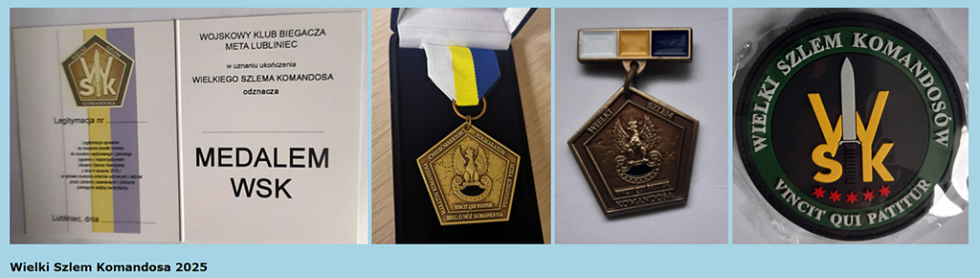 Legitymacja, medal i odznaka Wielkiego Szlema Komandosa.