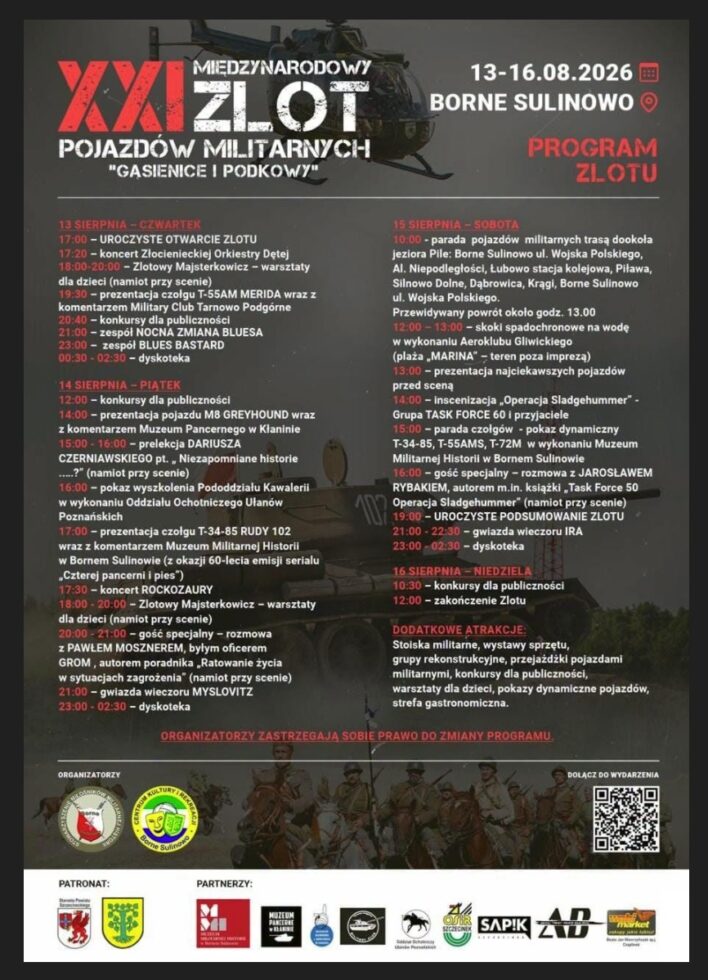 Zapraszam na XXI Międzynarodowy Zlot Pojazdów Militarnych w Bornem Sulinowie